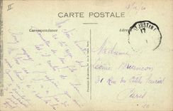 VINTAGE POSTCARD Militaria Laucourt German had gathers in pyramid the casings of shell of 75