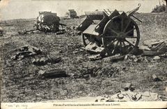 VINTAGE POSTCARD Militaria Pieces of artillery German Montreuil to the Lions