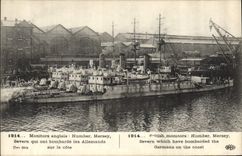 VINTAGE POSTCARD English Monitors Humber the Mersey Severn which has bombards German Bateaux