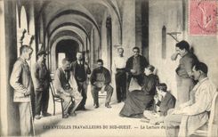 VINTAGE POSTCARD hard-working blind men of the Western South reading of the newspaper