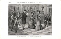 VINTAGE POSTCARD pharmacy through old the pharmacist at the end of 19th