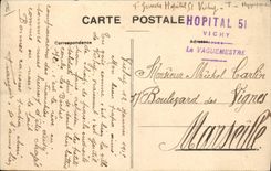 Opinión de Hippisme Vichy de la equitación del caballo de la POSTAL de la VENDIMIA del hipódromo