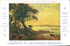 CPA Bateau Paquebot Compagnie des Messageries Maritimes Coucher de coleil sur le lac Victoria Nyanza Via Mombasa