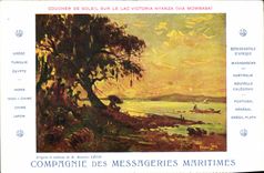 CPA Bateau Paquebot Compagnie des Messageries Maritimes Coucher de coleil sur le lac Victoria Nyanza Via Mombasa