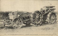 CPA Militaria Artillerie lourde allemande Un mortier de 420 et son avant train 