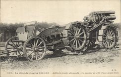CPA Militaria Artillerie lourde allemande Un mortier de 420 et son avant train 