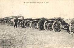CPA Militaria Camp de Chalons Le parc des 155 court 
