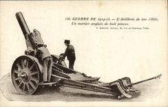 VINTAGE POSTCARD Militaria Artillery an English mortar of eight inches
