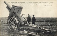 VINTAGE POSTCARD Militaria the new long gun of 150mm creates by Creusot