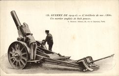 VINTAGE POSTCARD Militaria Artillery English Mortar of eight inches