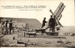 CPA Militaria Mortier de 350 manoeuvre par les artilleurs du Creusot 