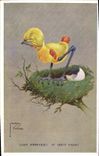 VINTAGE POSTCARD Fantasy Illustrator Chick egg Lawson Wood