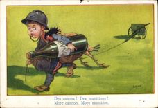 VINTAGE POSTCARD Fantasy Illustrator Militaria Children Of the guns of the ammunition