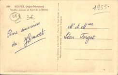 VINTAGE POSTCARD Sospel Old women houses at the edge of Bevera