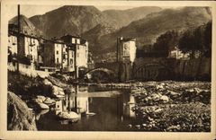 VINTAGE POSTCARD Sospel the Old Bridge at the edge of Bevera