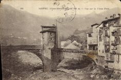 VINTAGE POSTCARD Sospel Seen on the Old Bridge