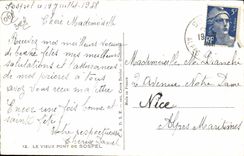 POSTAL Sospel de la VENDIMIA el puente viejo