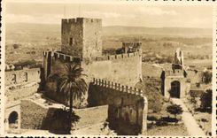 VINTAGE POSTCARD Tomar strong Castle of the templiers Citadel and carries sun
