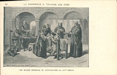 CPA La pharmacie a travers les ages Les moines medecins et apothicaires 