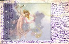 VINTAGE POSTCARD Horoscope Zodiac the Virgin and the Balance