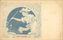 VINTAGE POSTCARD Horoscope September Ram Woman