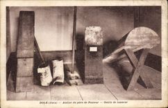 VINTAGE POSTCARD Pares Workshop of the father of Pasteur Outils of tanner