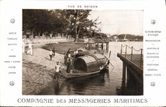VINTAGE POSTCARD Boat Steamer Maritime Transport Sight of Saigon Indo-China