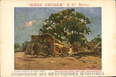 VINTAGE POSTCARD Boat Steamer Maritime Transport Paillottes close Majunga Madagascar