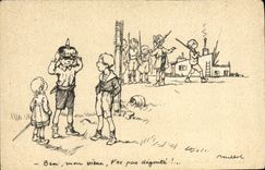 CPA Illustrateur Poulbot Soldat Militaria 