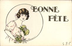 CPA Fantaisie Illustrateur Femme Bonne fete 