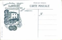 CPA Fantaisie Illustrateur Femme Publicite A Javouhey Rue de la Tonnelerie Chartres 