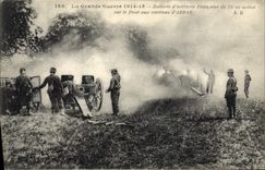 VINTAGE POSTCARD Militaria Battery of French artillery of 75 in action on the face around Arras