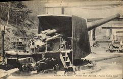 VINTAGE POSTCARD Militaria Steel-works of the navy Workshop of St Chamond Canon of dimension of 240