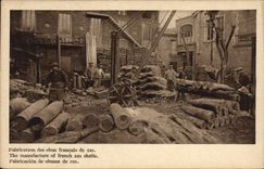 VINTAGE POSTCARD Militaria Manufacture of the French shells of 220