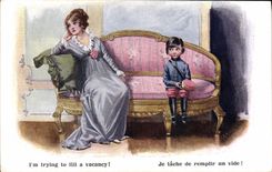 CPA Fantaisie Illustrateur Femme Enfant Militaria