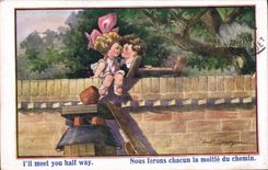 CPA Fantaisie Illustrateur Enfants Fred Spurgin Nous ferons chacun la moitie du chemin