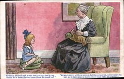 CPA Fantaisie Illustrateur Enfant Grand mere