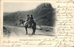 VINTAGE POSTCARD Auvergnats Folklore going to the Horse city