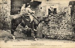 VINTAGE POSTCARD Folklore Velay the couple has horse