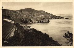 VINTAGE POSTCARD Theoule on Sea Miramar d' Esterel Road of the gold cornice and point of the galere