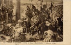 VINTAGE POSTCARD Paris Musee of Louvre Entree of cross has Constantinople Delacroix