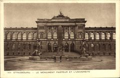VINTAGE POSTCARD Strasbourg the Pasteur monument and the university