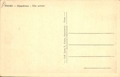 Hipódromo de Hippisme Feurs de la equitación del caballo de la POSTAL de la VENDIMIA una llegada