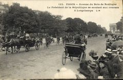 VINTAGE POSTCARD Horse Horsemanship Hippisme Paris Which occurred of the Bois de Boulogne the president of the Republic going to the races