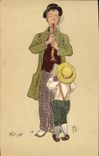 VINTAGE POSTCARD Fantasy Illustrator Man Clarinet