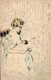 CPA Fantaisie Illustrateur Femme Allaitant 