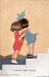 VINTAGE POSTCARD Fantasy Illustrator Children the first degree of love Chicky Spark
