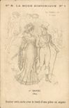 VINTAGE POSTCARD Fantasy Illustrator Incredible fashion 1st Empire 1804 Shoes Course Lafayette Toulon