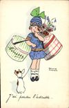 CPA Fantaisie Illustrateur Enfant Chien 