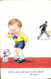 CPA Fantaisie Illustrateur Enfant Chien 